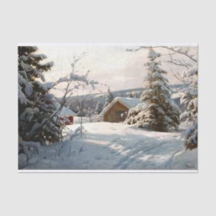 Papier Mousseline Paysage d'hiver éclairé par le soleil par Peder Mo