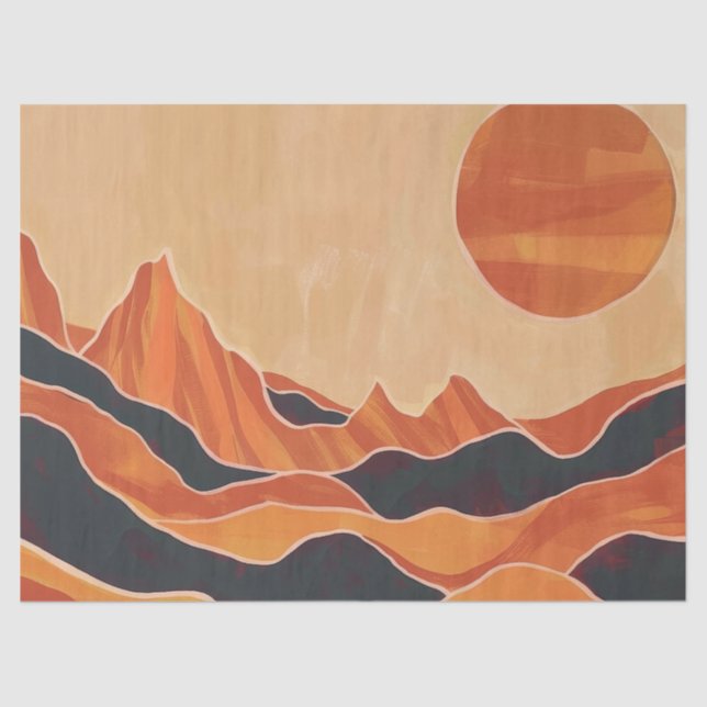 Papier Mousseline Paysage du désert Abstrait Boho avec minimaliste s (Recto)