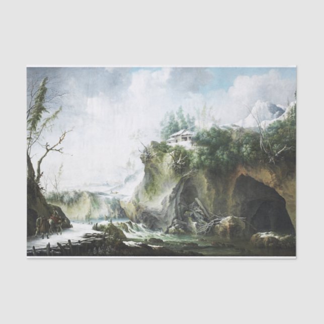 Papier Mousseline Paysage fluvial en hiver, Francesco Foschi (Recto)