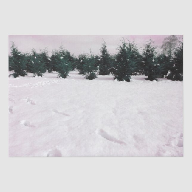Papier Mousseline Paysage hivernal avec des larches dans la neige (Recto)
