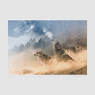 Papier Mousseline Paysage naturel de la lune des loups