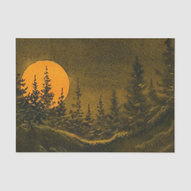 Papier Mousseline Paysage nocturne du pays ; lune de chasse ou de mo (Recto)