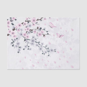 Papier Mousseline Paysage Pastel Cherry Blossom