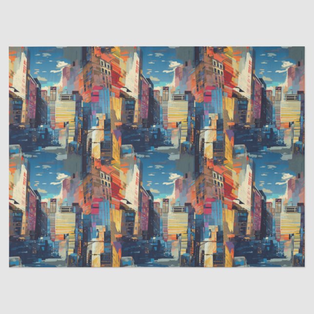 Papier Mousseline Paysage urbain cyberpunk abstrait (4) (Recto)
