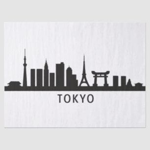 Papier Mousseline Paysage urbain japonais   Silhouette de la skyline