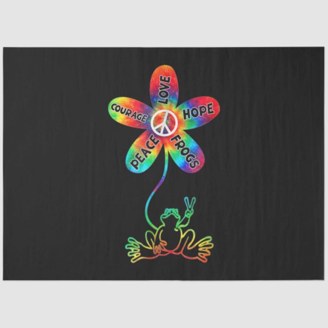 Papier Mousseline Peace Courage Aimer Hope Frogs Hippie (Recto)