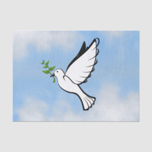 Papier Mousseline Peace Dove avec Branche d'Olivier dans Ciel bleu n