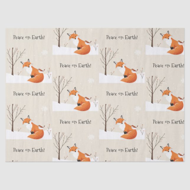 Papier Mousseline Peace Earth Minimalist Fox Bird Animal (Recto)
