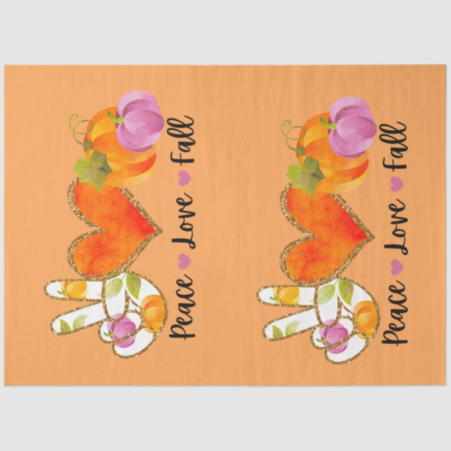 Papier Mousseline Peace Love Automne Personnaliser Couleur (Recto)