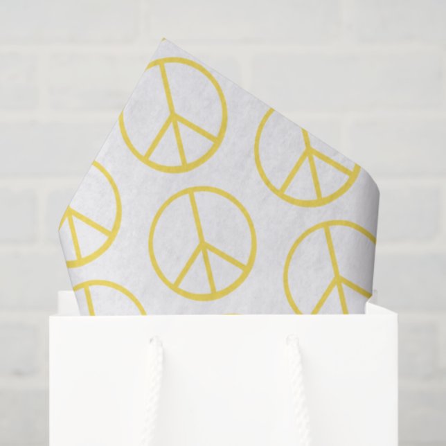 Papier Mousseline Peace Sign Yellow Groovy Colorful Fun (Sac cadeau)
