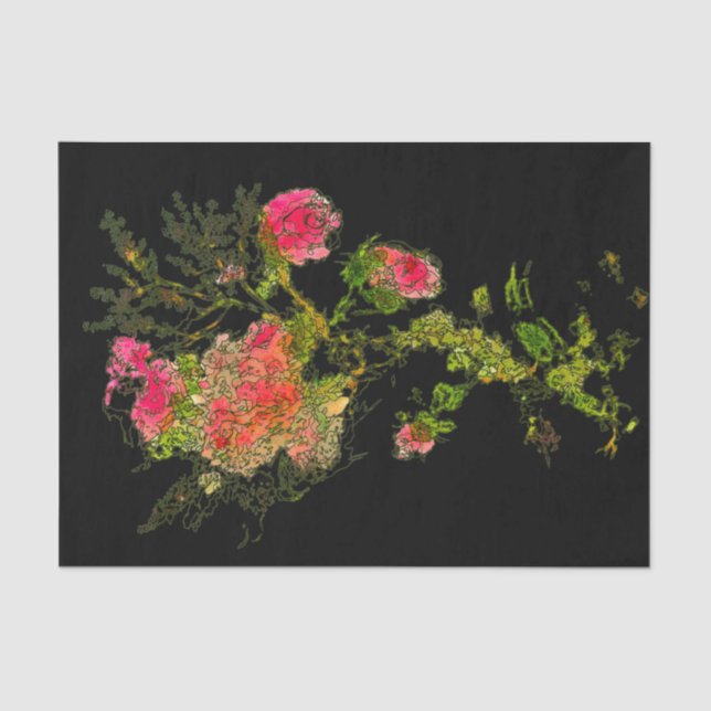 Papier Mousseline Peach Abstrait Rose Floral Decoupage (Recto)