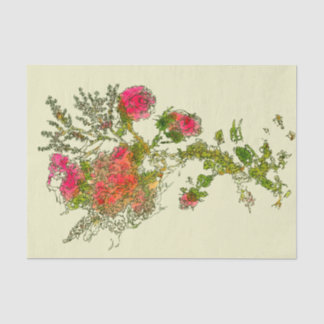 Papier Mousseline Peach Abstrait Rose Floral Decoupage