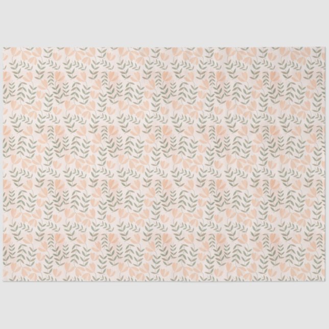 Papier Mousseline Peach Cute Floral Pastels (Recto)