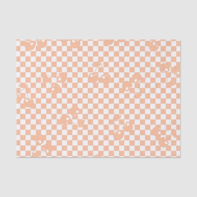 Papier Mousseline Peach Fuzz Cherry En vichy Motif (Recto)