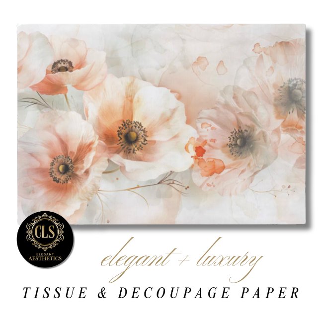 Papier Mousseline Peach Watercolor Peonies Decoupage Gift (Créateur téléchargé)