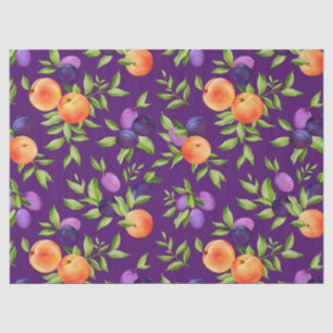 Papier Mousseline Peaches Plums Purple Cute Fruit Motif botanique