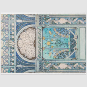 Papier Mousseline Peacock Art Nouveau vintage, Grandes et Tournesols