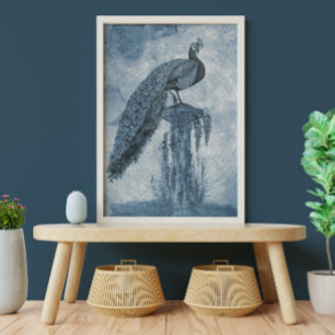 Papier Mousseline Peacock Chinoiserie Blue n White Floral Decoupage