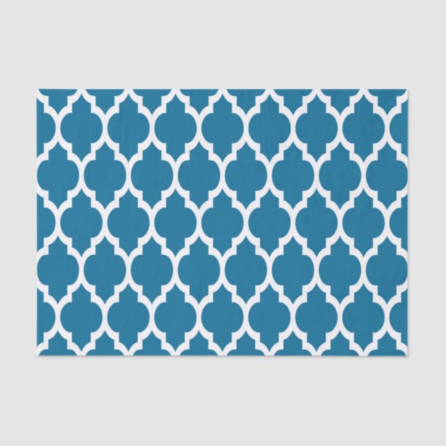 Papier Mousseline Peacock, Motif Quatrefoil Marocain Blanc #4 (Recto)