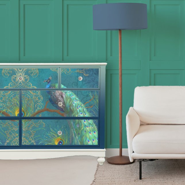 Papier Mousseline Peacock n Plumes Paire bleu foncé Découpage (Créateur téléchargé)