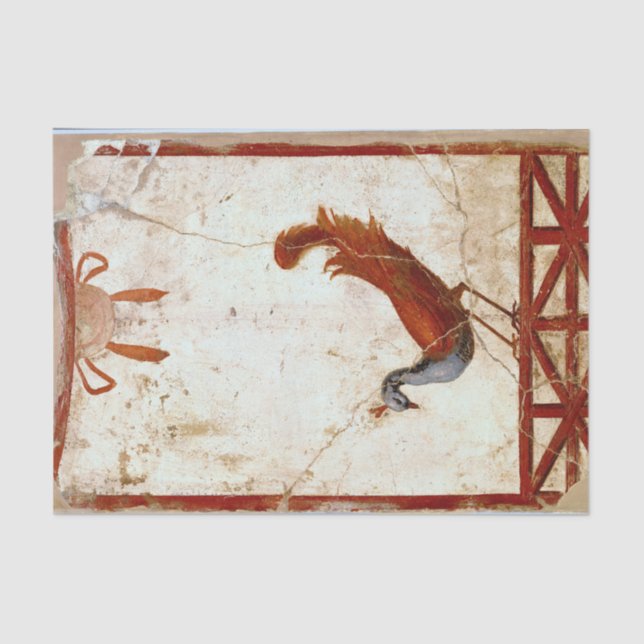 Papier Mousseline Peacock sur Fresco Ancienne peinture romaine antiq (Recto)