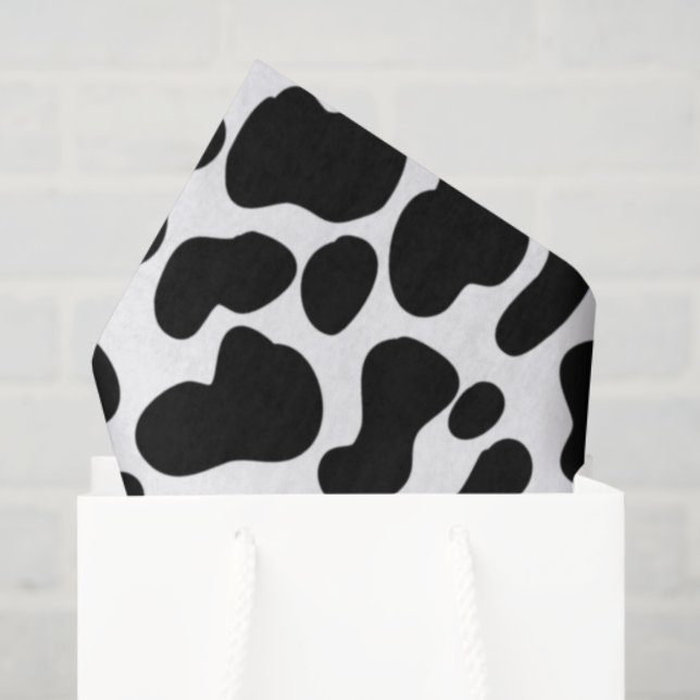 Papier Mousseline Peau de vache noire et blanche à motif (Sac cadeau)