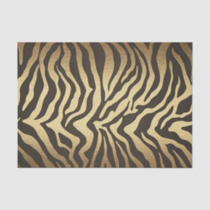 Papier Mousseline Peaux d'animaux à motifs zèbre Or Glam Chic