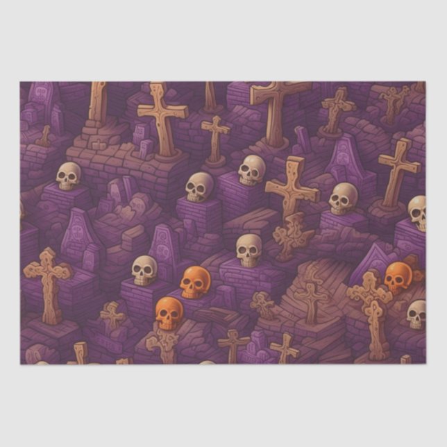 Papier Mousseline Peaux de Bronze d'Argent Graves Violet Halloween (Recto)