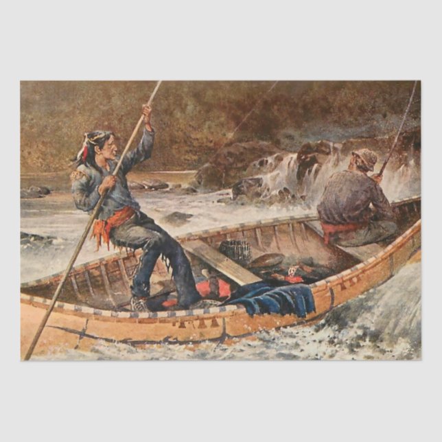 Papier Mousseline "Pêche à la truite" Art occidental de Frank Feller (Recto)