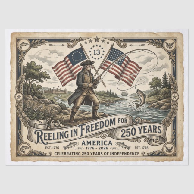 Papier Mousseline Pêcher la liberté depuis 250 ans (Recto)