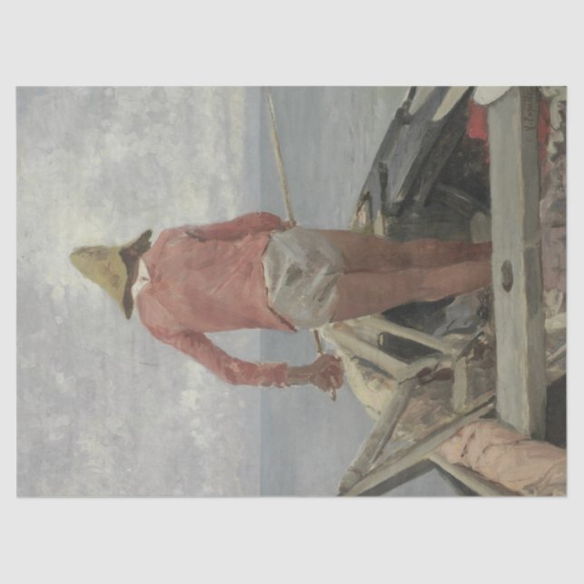 Papier Mousseline Pêcheur dans son bateau (par Vincenzo Caprile) (Recto)