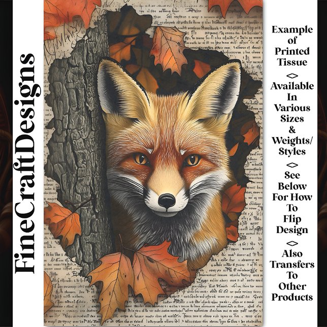 Papier Mousseline Peeking Fox Autumn quitte Ephemera BK5 Decoupage (Créateur téléchargé)