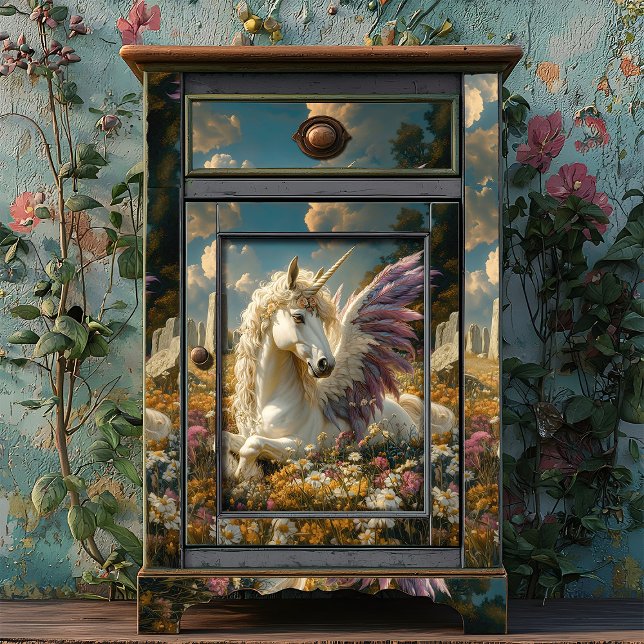 Papier Mousseline Pégase blanc avec ailes violettes Imaginaire mythi (Créateur téléchargé)