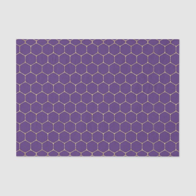 Papier Mousseline Peigne de miel violet et or (Design 16 série viole (Recto)