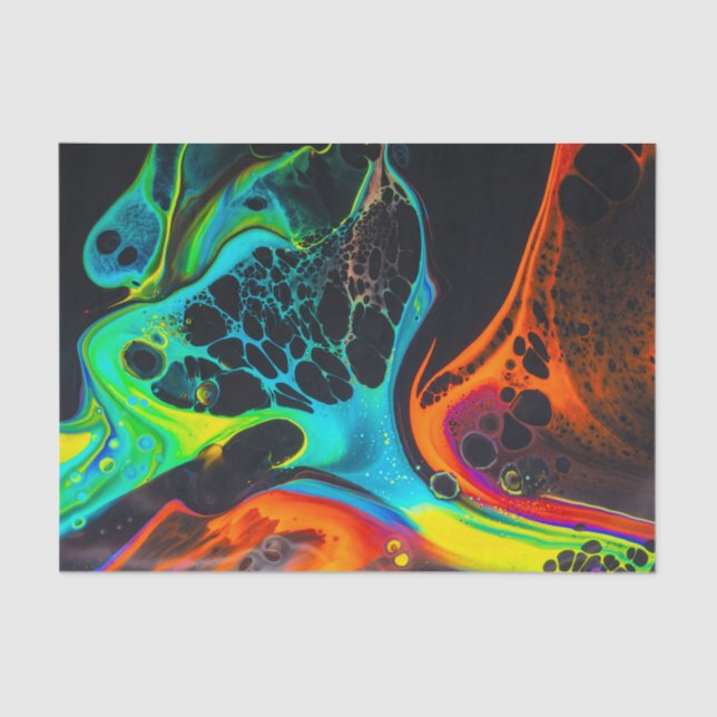 Papier Mousseline Peinture à flux Abstrait, Découpage, Bouchon (Recto)