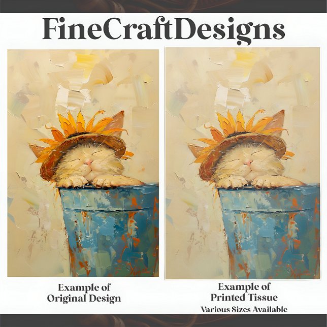 Papier Mousseline Peinture à l'huile de chat de tournesol de style W (Créateur téléchargé)