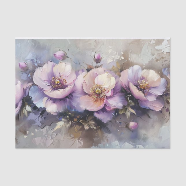 Papier Mousseline Peinture à l'huile de fleurs violettes Découpage (Recto)