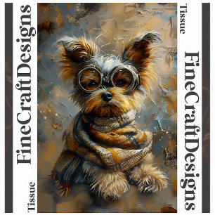 Papier Mousseline Peinture à l'huile de Yorkie Steampunk découpage G