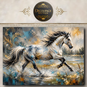 Papier Mousseline Peinture Abstraite de Cheval Gris