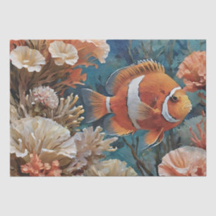 Papier Mousseline Peinture acrylique de poissons et de coraux 