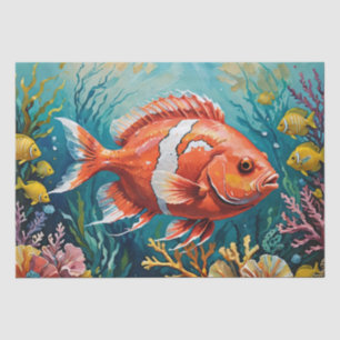 Papier Mousseline Peinture acrylique de poissons et de coraux