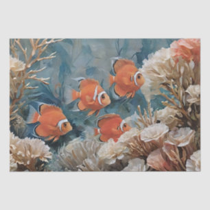 Papier Mousseline Peinture acrylique de poissons et de coraux