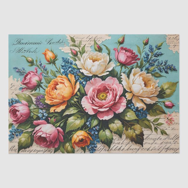 Papier Mousseline Peinture acrylique rose Découpage (Recto)