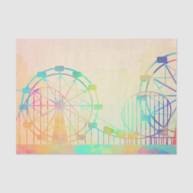 Papier Mousseline Peinture aquarelle Ferris Wheel Fairground Art (Recto)