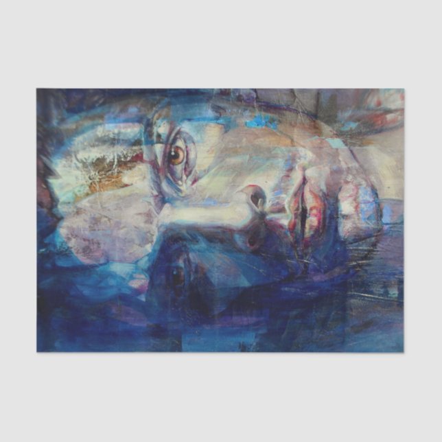 Papier Mousseline Peinture aquarelle Portrait de l'homme Tissu Papie (Recto)