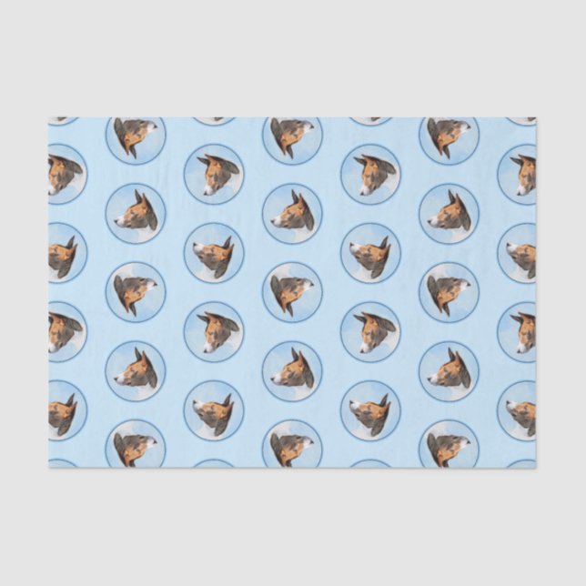 Papier Mousseline Peinture Basenji Châtaignier Rouge Brindle mignon  (Recto)