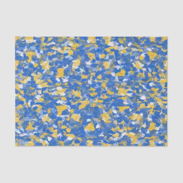 Papier Mousseline Peinture bleue, jaune et blanche (Recto)