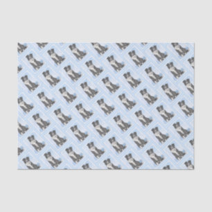Papier Mousseline Peinture Collie Bordure - Joli art original chien