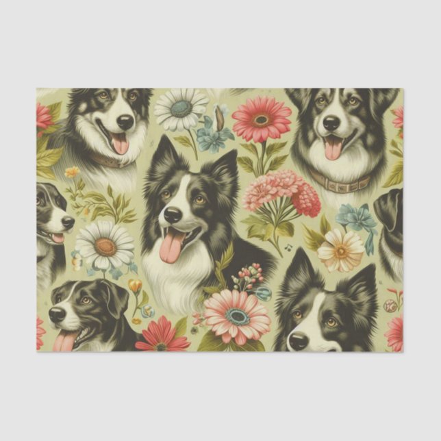 Papier Mousseline Peinture Collie vintage (Recto)