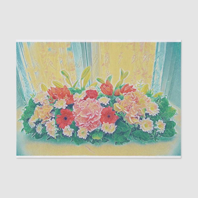 Papier Mousseline Peinture colorée de fleurs (Recto)